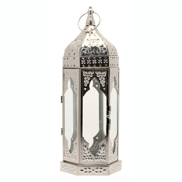42.5cm Silver Moroccan Lantern 