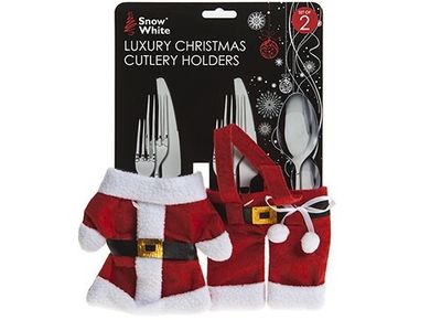 Set Of 2 Luxury Christmas      Cutlery Holders On Backing Crd
