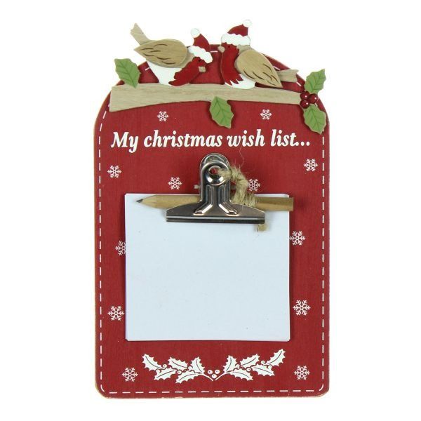   Mdf Red Santa List And Notepad  by Juliana