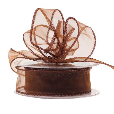 30mm Brown Chiffon Ribbon