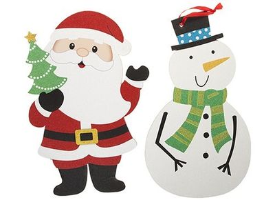 2 Assorted Glitter Printed Christmas Door Hangers With H-tag