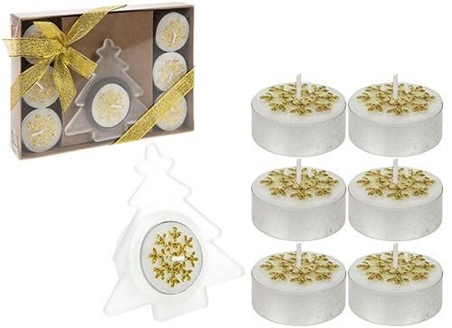 8 Piece Tealight Candle Set In Gift Box Gold Only