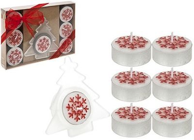 8 Piece Tealight Candle Set In Gift Box Red Only