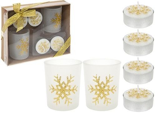 6 Piece Tealight Candle And Votive Set In Gift Box Gold Only
