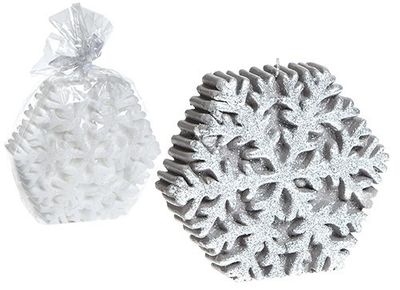 Glitter Finish Snowflake Candle In Opp Bag 2 Assorted Cols