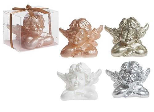 Large Cherub Candle Decoration In Pvc Gift Box With Ribbon 4asst