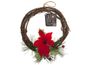 8 Inch Rattan Wreath With Poinsettia & Berries In Pp Bag With Hang Tag