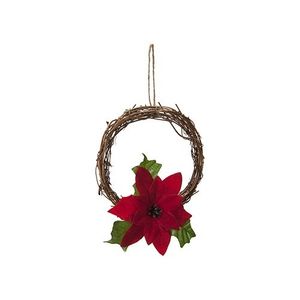 6 Inch Rattan Wreath With Poinsettia In Pp Bag With Header Card