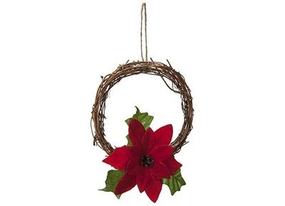 6 Inch Rattan Wreath With Poinsettia In Pp Bag With Header Card
