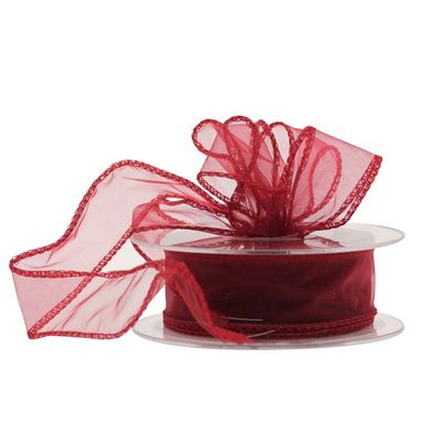 30mm Burgundy Chiffon Ribbon