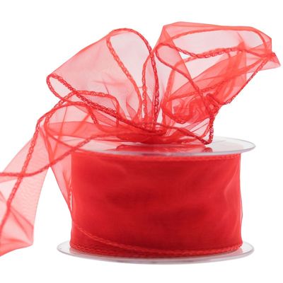 50mm Red Chiffon Ribbon