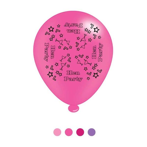 Hen Party Latex Balloons x 6 pks of 8 balloons (1/48)