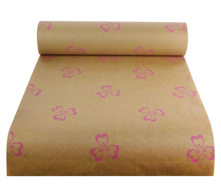 50x125m Nat Kraft Pollyanna Green/Pink Paper