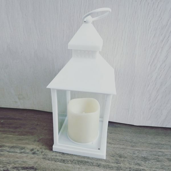 24 X 10.5cm White Lantern  w /LED candle 