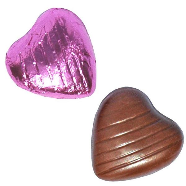 Rose Pink Foil Chocolate Hearts
