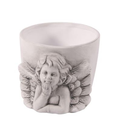 Grey Wash Ceramic Cherub Pot (24)