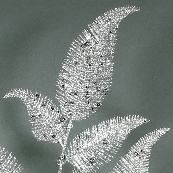 Glitter Fern Leaf Spray (Silver) (24/288)