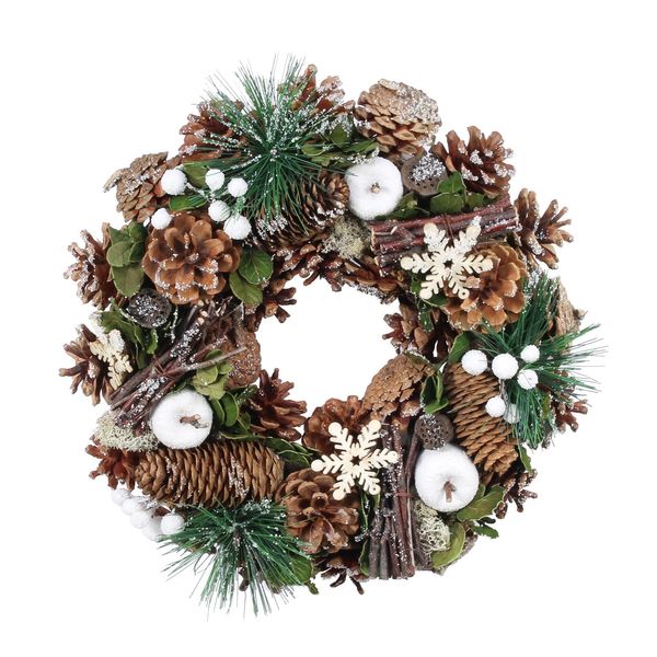 30cm Natural Snowy Woodland Wreath