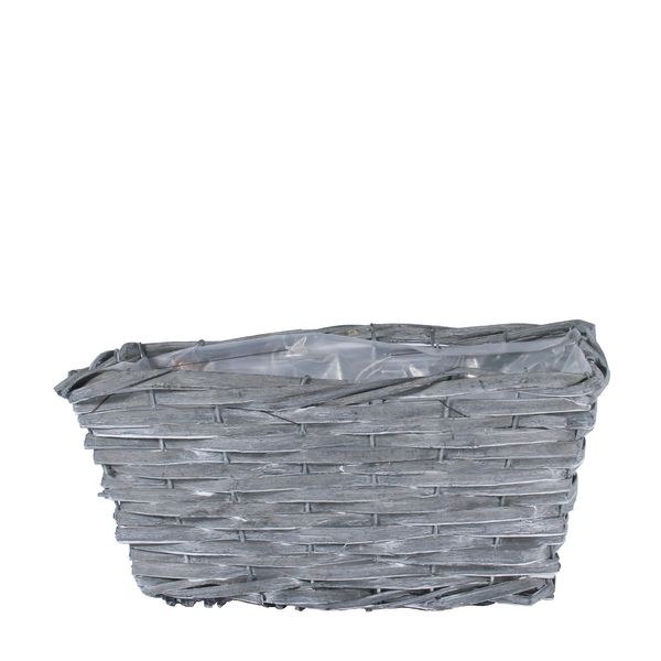 31x21cm Rectangular Woodhouse Basket - Grey Wash