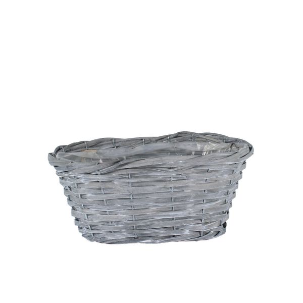 32x18cm Oval Woodhouse Basket - Grey Wash