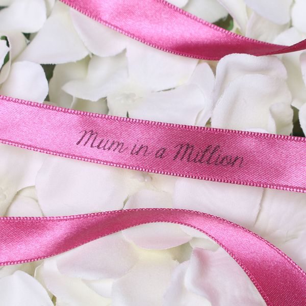 15mm Mum in a Million Printed Deep Pink Satin Ribbon
