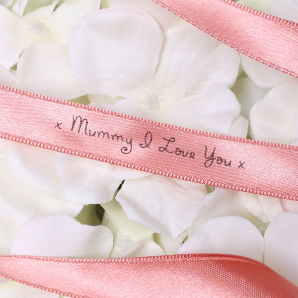 15mm Mummy I Love You Printed Rose Gold Pink Satin Ribbon