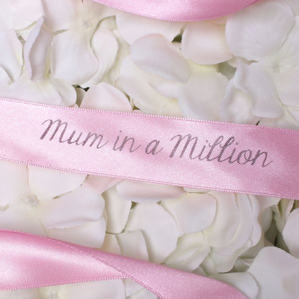 25mm Mum in a Million Printed Light Pink Satin Ribbon
