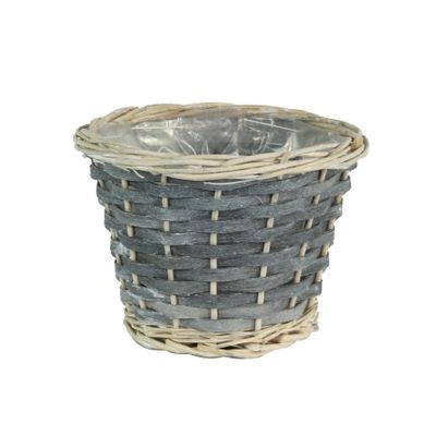 16cm Round Grey Woodchip Basket (120)