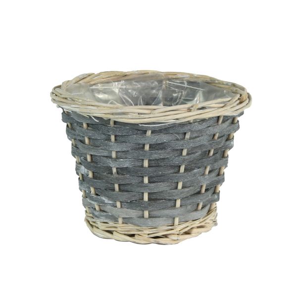 16cm Round Grey Woodchip Basket (120)