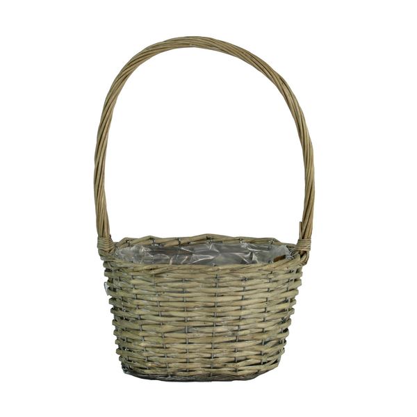 25cm Oval Grey Willow Basket w/Handle (12)