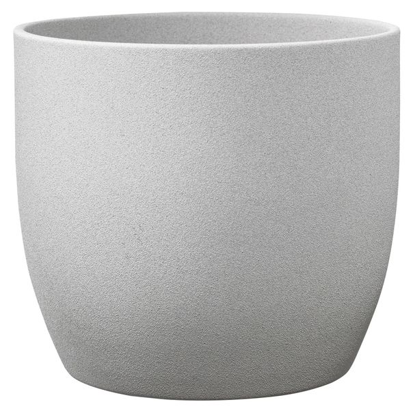Basel Stone Ceramic Pot Light Gray Stone Effect 16cm