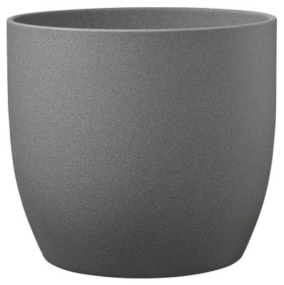 Basel Stone Ceramic Pot Dark Gray Stone Effect 19cm