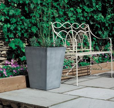 40cm Tall Square Beton Planter - Dark Grey