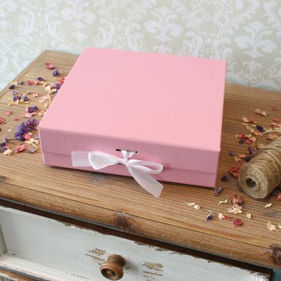 Baby Pink Keepsake Box with Ribbon (22x22x6.5cm)