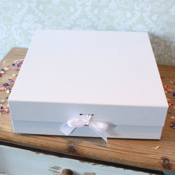 White Keepsake Box with Ribbon (30x30x9.2cm) 