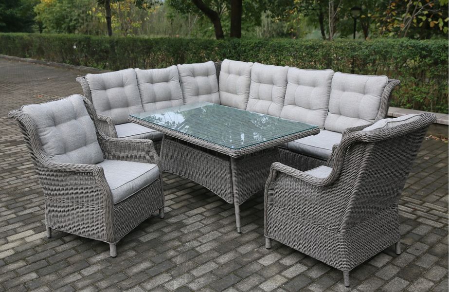 Rowena Rattan Garden Set with Corner Sofa and Chairs | Garden Mall