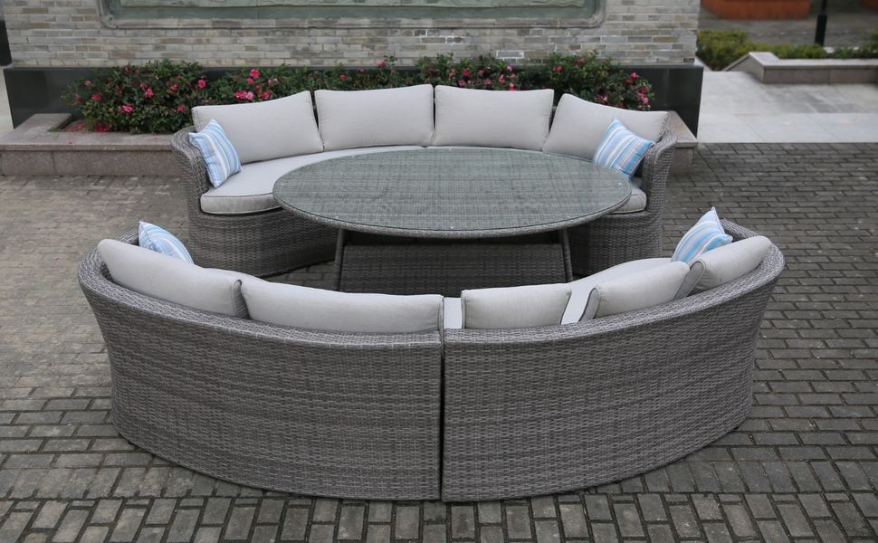Rowena Rattan Oval Garden Dining Set Garden Mall