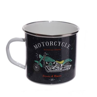 Retro Motorbike Design Enamel Mug