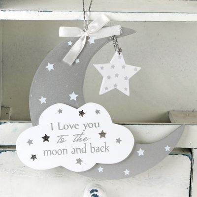 Moon and Star Hanging Plaque