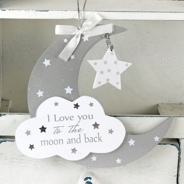 Moon and Star Hanging Plaque