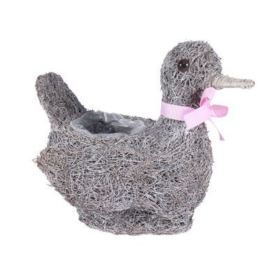 Salim White Wash Duck Planter w/ Pink Bow (36)