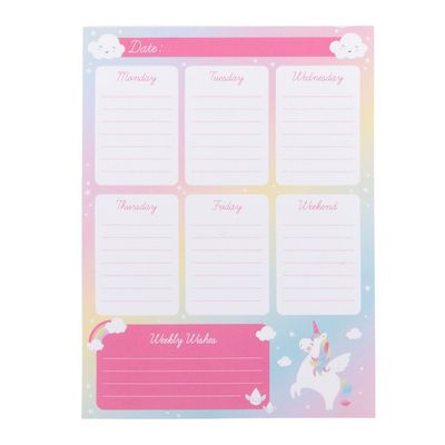 Rainbow Unicorn Weekly Planner Pad