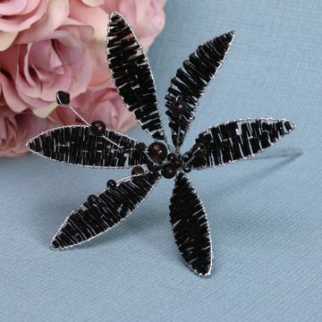 Black Diamante Flower Head