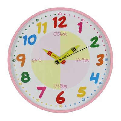 Hometime Teach The Time Pink Wall Clock (30 cm)