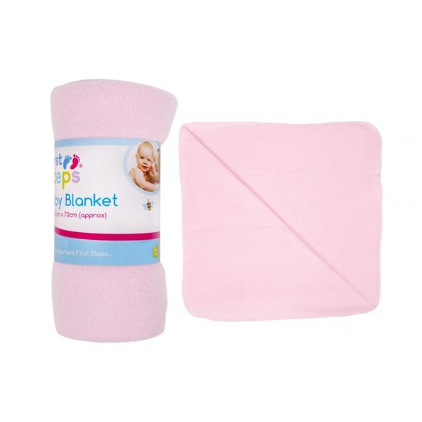 Pink Plain Fleece Baby Blanket By First Steps Angel Wholesale