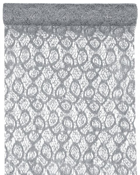 Silver Metallic Lace Table Runner