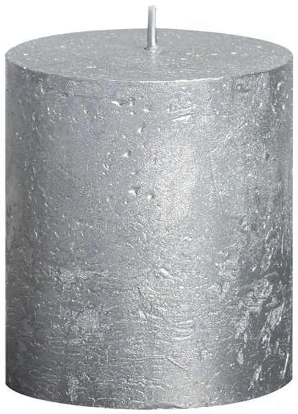 Silver Bolsius Rustic Metallic Candle (80mmx68mm)  (BT 30 hours)