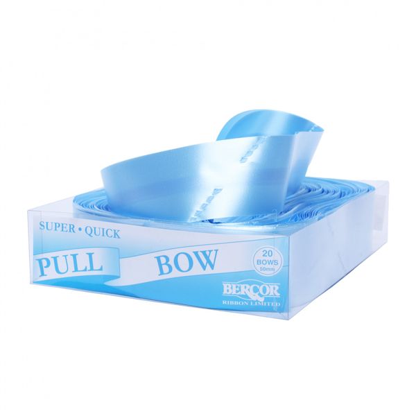 Light Blue 50mm Flora Charm Pull Bow (x20)