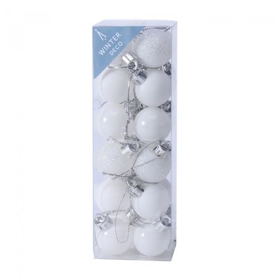 3cm White Baubles