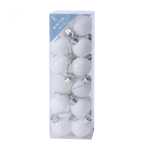 3cm White Baubles